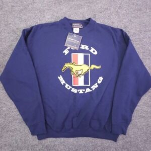 VTG Mens XL Ford Mustang Pullover Blue Sweatshirt Ford Motors Co. Classics NWT